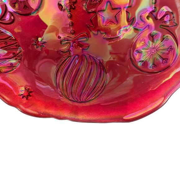 Akcam Red Turkish Carnival Glass Charger Plate 13in Christmas Ornaments New - Picture 3 of 15